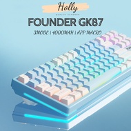 FOUNDER GK87 3 Mode Mechanical Keyboard - Red Switch | Hotswap 5 PIN | 4000mah | WIN/MAC | Macro App