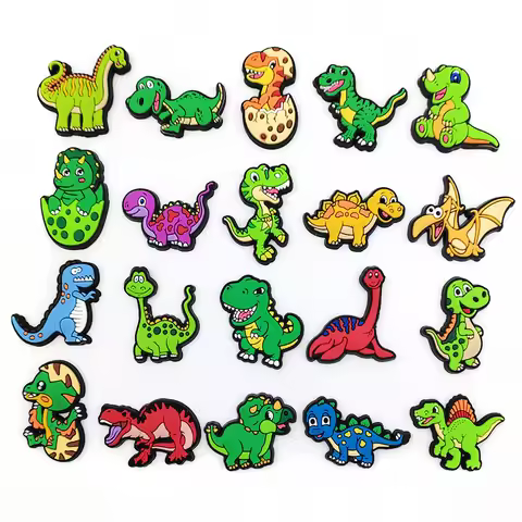 Cartoon Dinosaur Croc Charm Set - 20 Pieces for DIY Shoe Buckles(Anime Worlds Store)