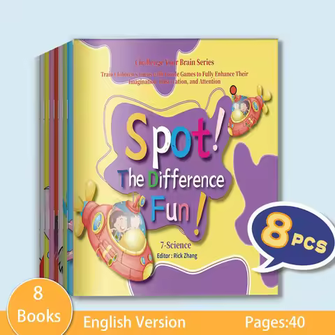 Spot the Difference Puzzle Books for Kids—8-Book Set (Shapes, Colors, Daily Life, Stories, Animals, 