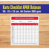 Kartu Checklist l Ceklis APAR Bulanan Uk. 15 x 15 CM
