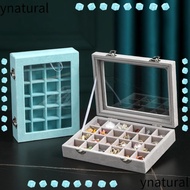 YNATURAL Velvet Ring Box Tray, Portable 12 /24 Grid Jewellery Organiser Storage, Multi-function Dust