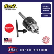 HITZ 13mm Drill Chuck Wrench Conversion Adapter 1/2 inch Square Socket Nut To Hex 1/4 inch Converter