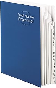 Desk File/Sorter A-Z, 1-3/8" Exp, 9-7/8"x11-3/4", Dark Blue Qty:5