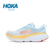 🔥 Hot Sale 🔥 HOKA ONE ONE Bondi 8 ของแท้ 100% Original รองเท้าผ้าใบผญ รองเท้า hoka official store รองเท้าผ้าใบ รองเท้าวิ่งพื้นต่ำดูดซับแรงกระแทกสำหรับผู้ชายและผู้หญิงสีน้ำเงิน
