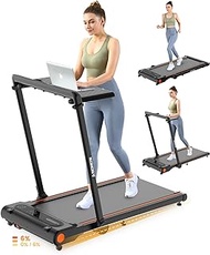 Abonow Treadmill with Incline, 3 in 1 Foldable Treadmill with Removable Desk, Install Free Under Desk Treadmill, 3.5HP Powerful Walking Pad for Home Office with Remote Control