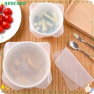 AVOCAYY 4Pcs/set Fresh Keeping Lids, Silicone Fresh Keeping Food Cover, Universal Reusable Vacuum Wrap Seal Stretch Cover Food Container Lids Kitchen