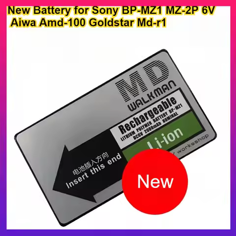 100% New Battery for Sony BP-MZ1 MZ-2P 6V Aiwa Amd-100 Goldstar Md-r1