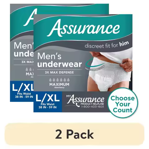 2 pack Men's Incontinence Underwear L/XL Size Maximum Absorbency for Daily Use Ideal for Active Life