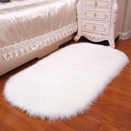 S_SSOY Super Soft Faux Fur Sheepskin Rug Shaggy Rug Oval Area Rugs Floor Mat Home Living Room Bedroo