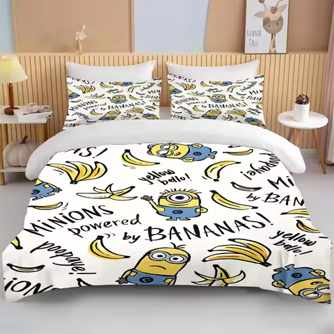M-Minions Duvet Cover Sets 2/3 Pcs, Anime Microfiber Quilt Cover Bedding Bed Covers, Pillowcases 75*