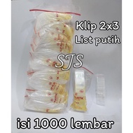 KLIP 2X3 ISI 1000 LEMBAR / LIST PUTIH / PLASTIK 2X3 / ZIPPER / ZIPLOCK / KLIP KECIL