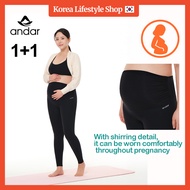 [Andar] 1+1 Air Expert Maternity Leggings Pregnancy Long Pants from 1st to 3rd trimester - Black, 7/
