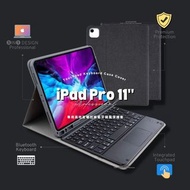 ❺in❶ iPad Pro 11" 3rd/2nd/1st Generation 2020/2018 UPGRADED VERSION Professional Touchpad Bluetooth Keyboard Case Folio Cover PEN HOLDER Stand Bookcover ⌨ 多功能 五合一 11-inch iPad Pro 專用無綫藍牙鍵盤 + 高效能觸控板 + 內置筆槽位設計 + 筆記式書本保護套 + 多視角度支架 TEXTURE BLACK 高級極致奢華 黑色布紋版