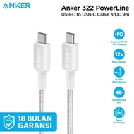 DF83 }} ANKER 322 USB-C to USB-C Data Cable 3ft 0.9m Braided A81F5 Cable