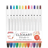 Clickart按壓水性彩色筆／基本12色組／WYSS22-12CST【ZEBRA】 (新品)