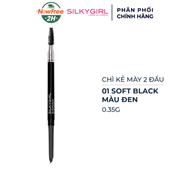 Chì Kẻ Mày Silkygirl 2 Đầu Màu Đen 01 Soft Black 0.35g Hi-Definition Brow Liner #01 Soft Black