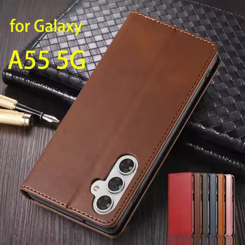 Leather Case for Samsung Galaxy A55 5G Card Holder Holster Magnetic Attraction Cover A55 5G Wallet F