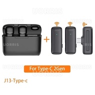 UORRIS Mini Microphone Bluetooth Mikrofon dengan Kotak Pengisi Daya Nirkabel Lavalier tanpa kabel hp