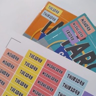 masyasticker 1-page A4 Ready Made BM + BI English School Day Week Sticker Label Hari Ahad File Folde