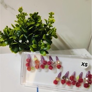 Long pointed nail with full flowers size XS