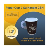 Paper Cup 9 Oz Handle CSH Printing Hot Drink Paper Cup 9 Oz Motif