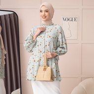 Mayoutfit.id Zeniza Tunic | Tunik Floral Lengan Kerut Motif Bunga - Atasan Wanita