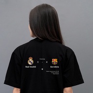 RM vs Barca 0 4 v2 Score T-Shirt - Football T-Shirt - Cotton Combed 24s Unisex