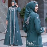HANIN DRESS SET HIJAB #2. Bahan Ceruty babydoll ful furing. LD.110-120cm PJ.138cm
