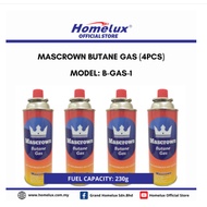 Mascrown Korea 4 Cans 4 bottle Liquefied Butane Gas Cartridge 230g MADE IN KOREA (4 Bottles)gas tin/