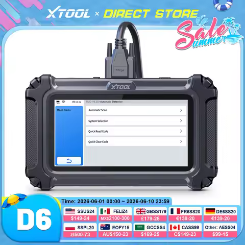 XTOOL D6 Full System Diagnostic Tool Automotive Scanner 15 Reset Services Lifetime Free Update FCA A