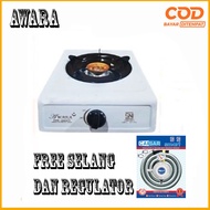 Promo Kompor Gas 1 Tungku Awara Warna Hitam SNI - Mayo / Kompor Paket Selang Regulator