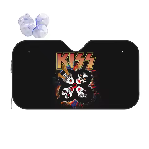 Kiss Rock Band Retor Sunshade Windscreen Car Front Windshield Window Sun Visor Accessories Covers