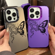 Hand Drawn Artistic Butterfly Phone Case Compatible for IPhone 15 14 13 12 11 Pro Max 7 8 Plus X XR XS MAX SE2020 15plus Advanced Large Hole TPU Hard Shell