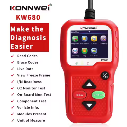 KONNWEI KW680 OBD2 Scanner Car Code Reader Check Engine Light System Professional Auto Diagnostic To