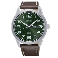 SEIKO 精工 44mm SOLAR 太陽能綠面皮錶 手錶 自動手錶 石英錶 男錶 綠水鬼 SNE473P1 皮帶錶