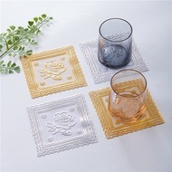 [Ready Stock] Small coaster pad square pvc bronzing ceramic bowl insulation placemat ashtray vase cushion