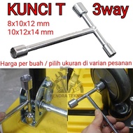 3-WAY HEX KEY 6-WAY KEY 3-WAY SOCKET KEY T-MODEL COMBINATION 8X10X12 / 10X12X14 MM CRV TEE CHROME VA
