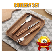 Set Sudu Garfu Pemegang Kayu Exclusive Wooden handle stainless steel cutlery set