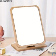 LINDW99NX Vanity Mirror, Folding Design Wooden Makeup Mirror, Portable HD Rotating Single Sided Desk