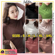 [MYSIA READY STOCK][S-2XL][MIYU High Neck Women Long Sleeve Casual Solid Color Shirt]