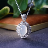 高冰起光 天然A貨翡翠 放光玻璃種 玉石之美 純銀項鍊 僅有一件