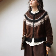 2顏色 思緒荒野 北歐風復古費爾島毛衣 文藝風復古毛衣羊駝毛開衫