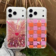 Liquid Glitter Quicksand For iPhone 15 Pro Max Cartoon Grid Love Type Phone Case For iPhone 17 Air 1