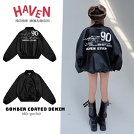 Jacket bomber jeans HAVEN STUDIO loose form for men and women big size made of Coated Denim leather 
