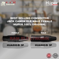 Jack Jek Canon XLR Male Cowok HUPER HUA900/B 3P Original Hitam