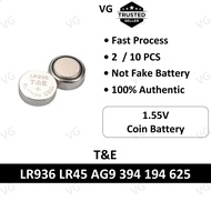 T&E LR936 AG9 394 LR45 SR936SW SR45 394 194 1161SO 625 1.55V miniature watch battery batteri jam bat