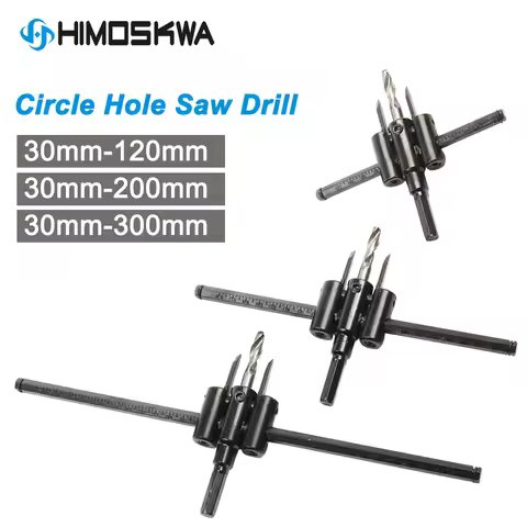 LUBAN Adjustable Metal Wood Circle Hole Saw Drill Bit Cutter Kit DIY Tool 30mm-120mm Black Alloy bla