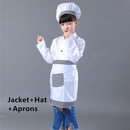 Baju Chef Budak Kids Chef Costume Kitchen Cosplay Kids Apron + Free 🎁