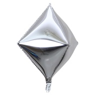 6-Pack Party Balloons Diamond-Shaped Silver Balloons 22inch Giant 4D Foil Balloons and Ribbons Large