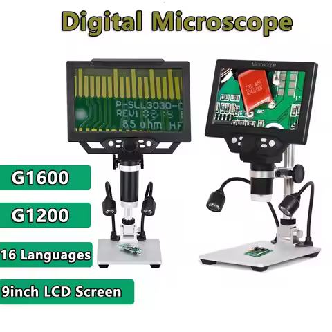 G1600 G1200 Digital Microscope 12M 1-1600X Magnification Microscope 9inch LCD Photo Video Playback M